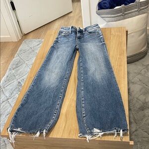 BKE Wide-Leg Distressed Jeans - Light Blue